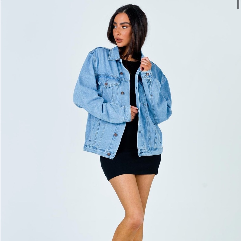 Princess Polly Western Denim Jacket in Pale Blue